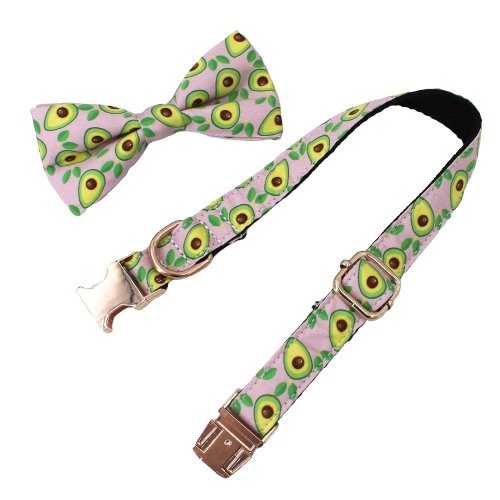 Avocado Dog Collar With Bow Tie - Lilly The Dog