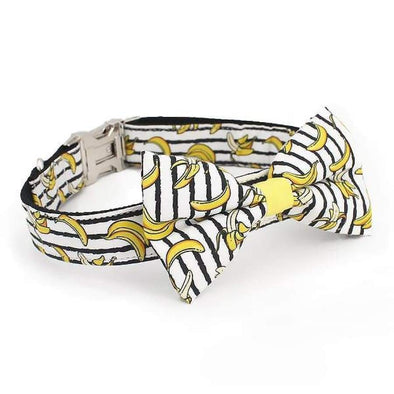 Banana Dog Collar With Bow Tie - Lilly The Dog