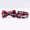Red Classic Plaid Bow Tie Dog Collar