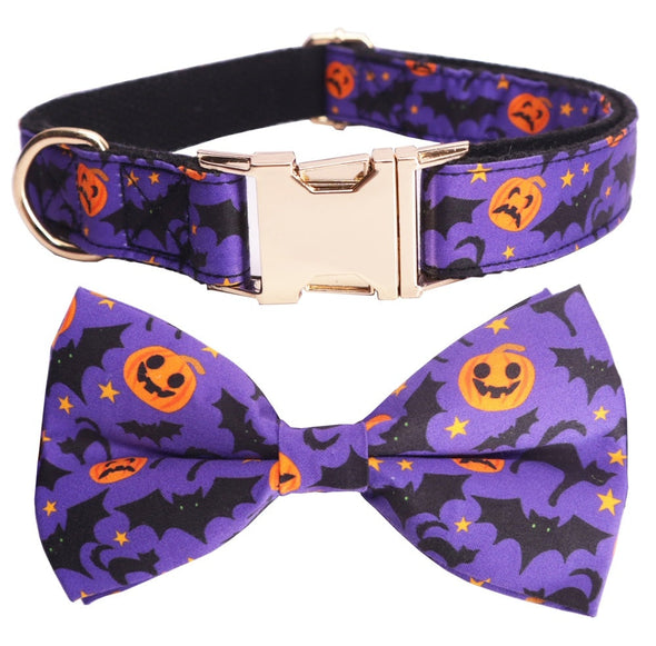 Spooky Halloween Bow Tie Dog Collar