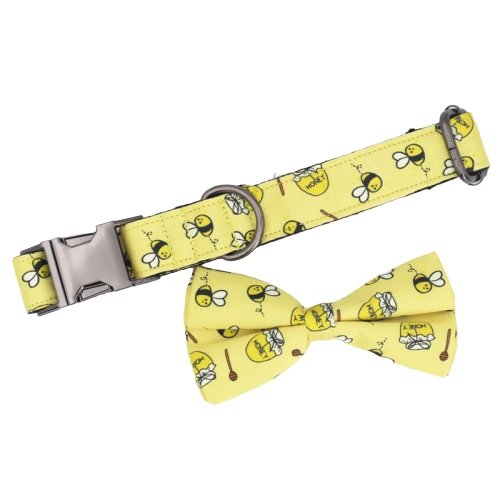 Bee Cool Dog Collar With Bow Tie - Lilly The Dog