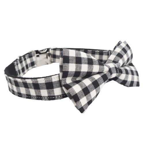 Black And White Classic Dog Collar With Bow Tie - Lilly The Dog