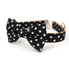Black & White Pois Dog Collar With Bow Tie - Lilly The Dog