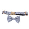 Blue Strip Dog Collar With Bow Tie - Lilly The Dog