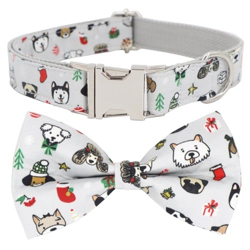 Christmas Night Dog Collar With Bow Tie - Lilly The Dog