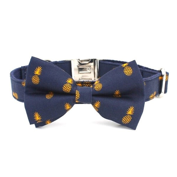 Pineapple Dog Collar With Bow Tie - Lilly The Dog