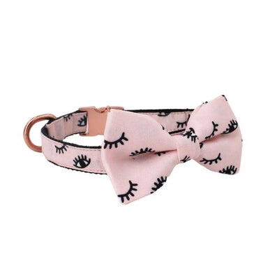 Pink Eyes Dog Collar With Bow Tie - Lilly The Dog