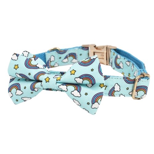 Rainbow Dog Collar With Bow Tie - Lilly The Dog