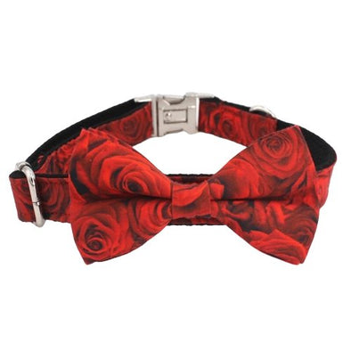 Rose Dog Collar With Bow Tie - Lilly The Dog