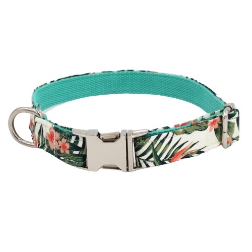 Tropical Flowers Dog Collar With Bow Tie - Lilly The Dog