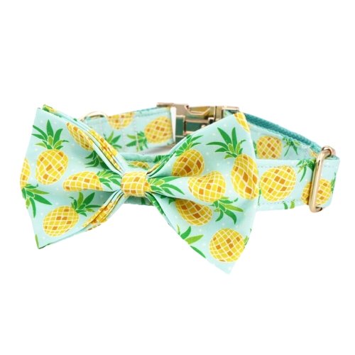 Vintage Pineapple Dog Collar With Bow Tie - Lilly The Dog