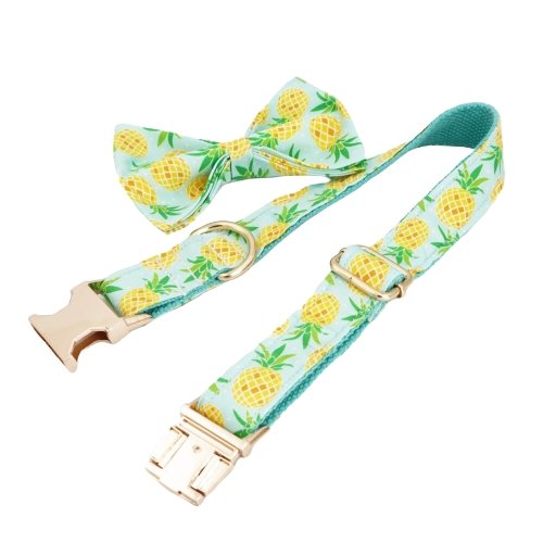 Vintage Pineapple Dog Collar With Bow Tie - Lilly The Dog